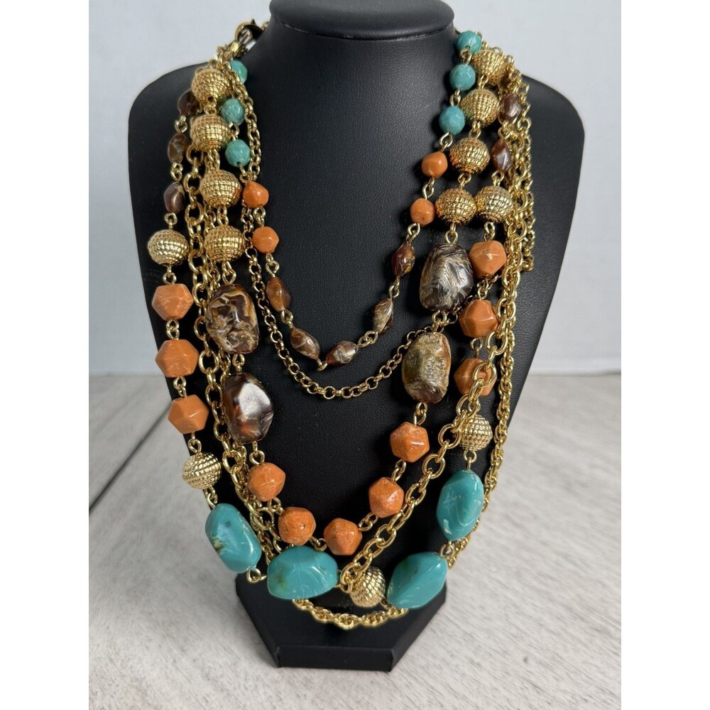 Vintage Joan Rivers 6 Strand Layered Statement Necklace Classics Collection Gold